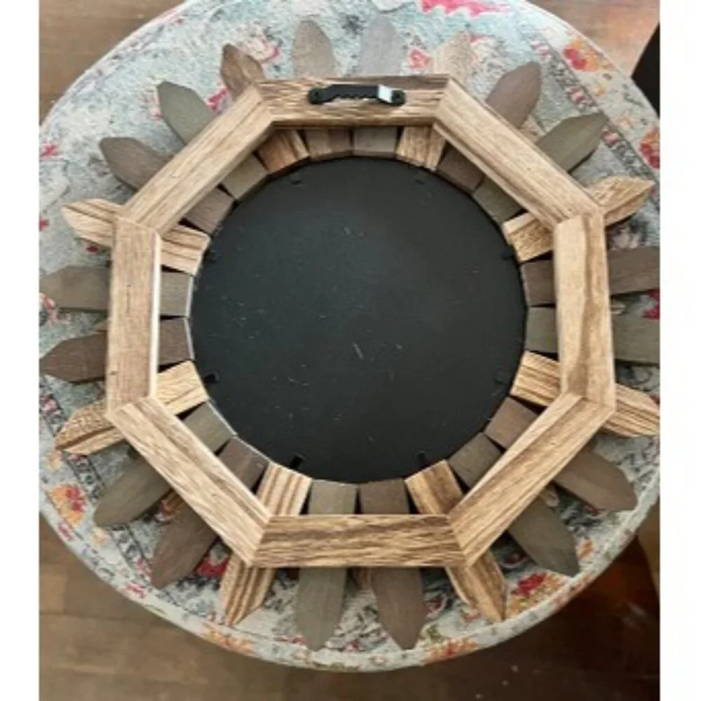 New Boho Wall Decor Mirror 2 Pack 12 inch Rustic Wood Decorative Mirror for Room